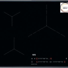 AEG IKB63435FB Induktionskochplatte, abgeschrägt, 3 Kochzonen, 60 cm, Hob2Hood-System, PowerBoost-Funktion, unabhängige Touch-Steuerung, Schnellaufheizung, Pausenfunktion, 3000 Serie schwarz