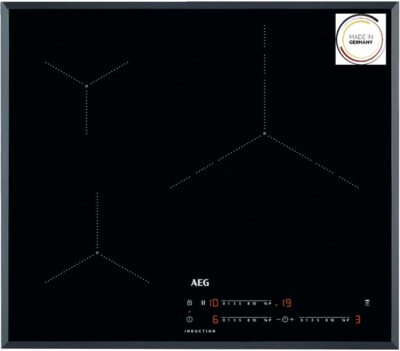AEG IKB63435FB Induktionskochplatte, abgeschrägt, 3 Kochzonen, 60 cm, Hob2Hood-System, PowerBoost-Funktion, unabhängige Touch-Steuerung, Schnellaufheizung, Pausenfunktion, 3000 Serie schwarz