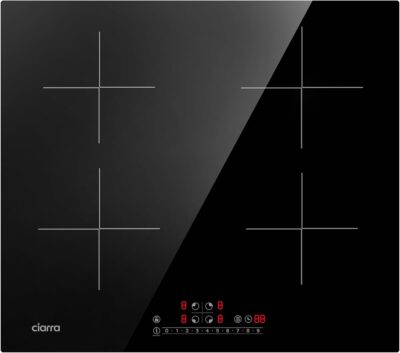 CIARRA CBBIH4B 4 Zonen Einbau Induktionskochfeld mit Power Booster Touch-Bedienung Kochfeld Induktion Herdplatte mit 4 Platten 9 Leistungsstufen Induktionskochplatte 60cm (7,200W)