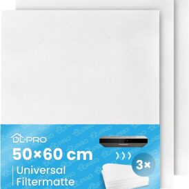 DL-pro Filtermatte Vlies 3er-Pack 50x60cm zuschneidbar Fettfilter Filter für Dunstabzugshaube Abzugshaube Dunstabzug universell einsetzbar fusselfrei Vliesfilter Luftfiltermatte